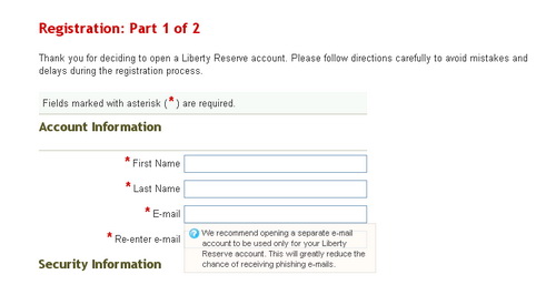 Регистрация в Liberty Reserve